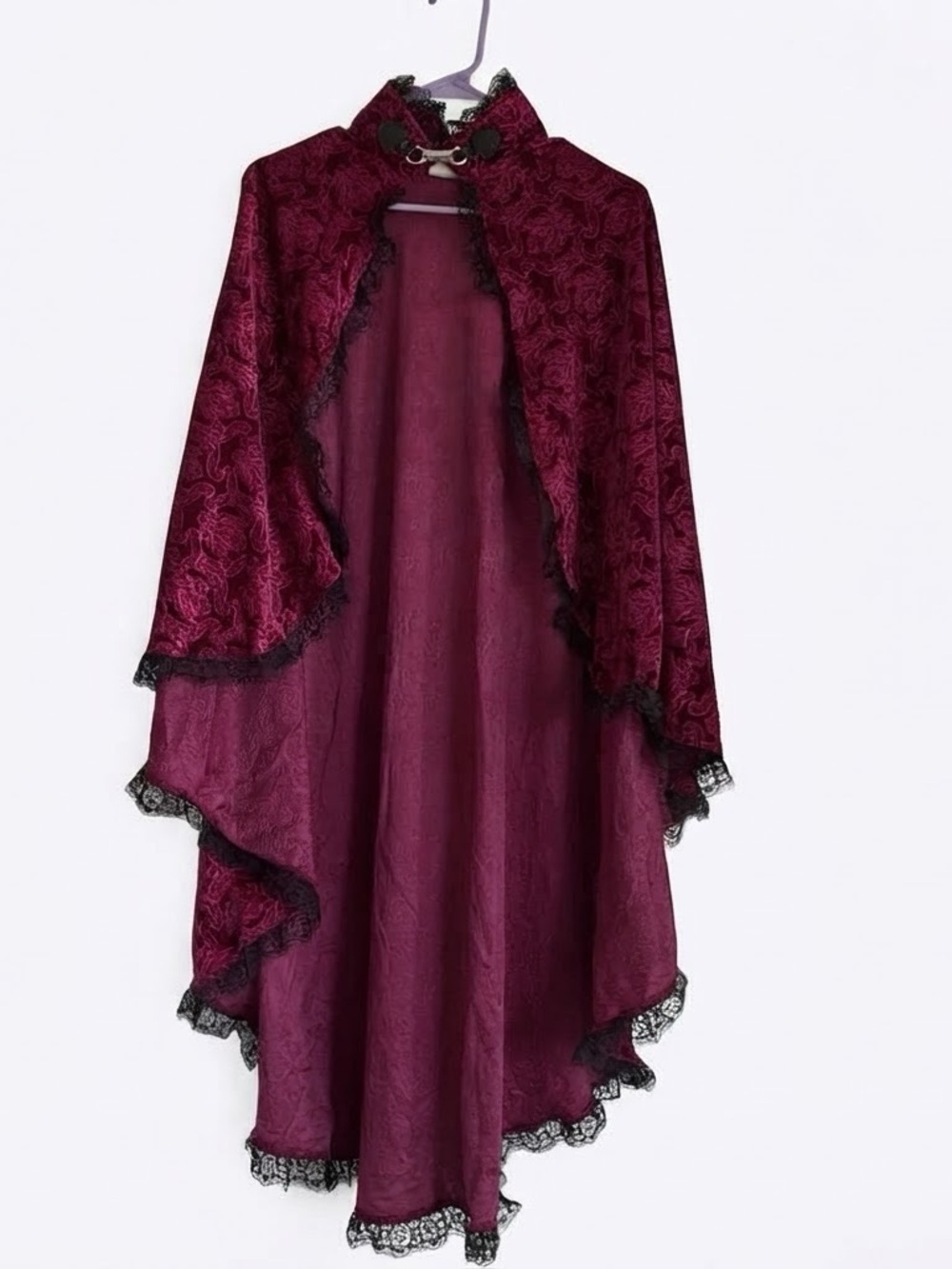 Whimsygoth Burgundy Velvet Cape Practical Magic Goth Vampire core Halloween